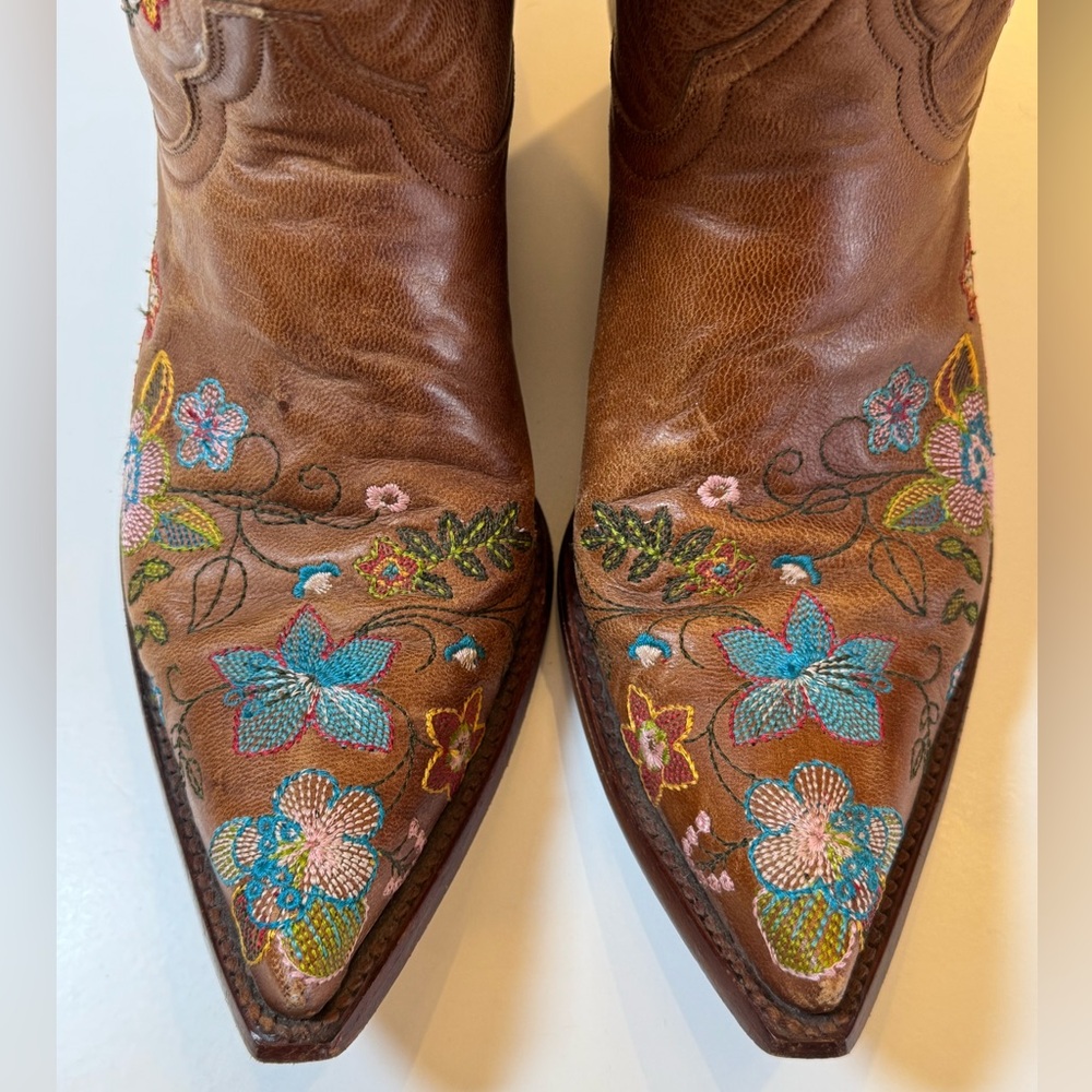 Old Gringo Eden Floral Embroidered Brown Cowboy Boots Size 7 - Picture 12 of 15